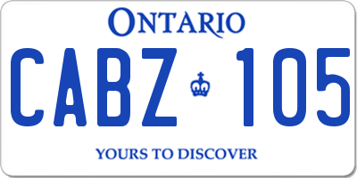 ON license plate CABZ105