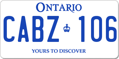 ON license plate CABZ106