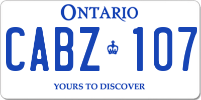 ON license plate CABZ107