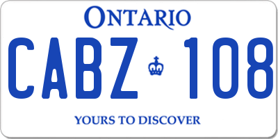 ON license plate CABZ108