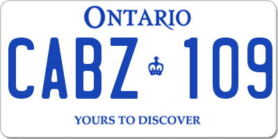 ON license plate CABZ109