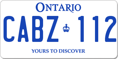 ON license plate CABZ112