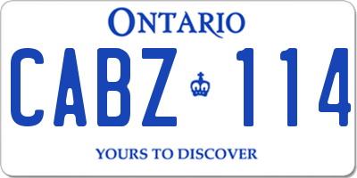 ON license plate CABZ114