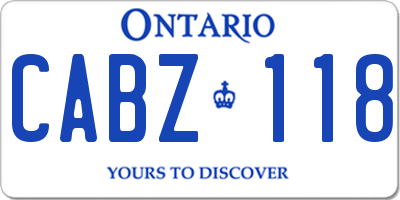 ON license plate CABZ118