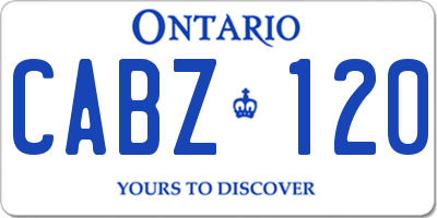 ON license plate CABZ120