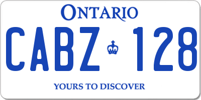 ON license plate CABZ128