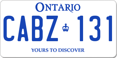 ON license plate CABZ131