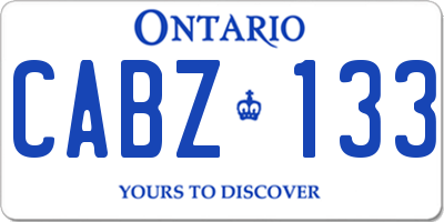 ON license plate CABZ133