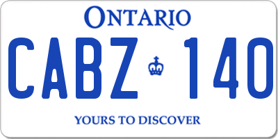 ON license plate CABZ140