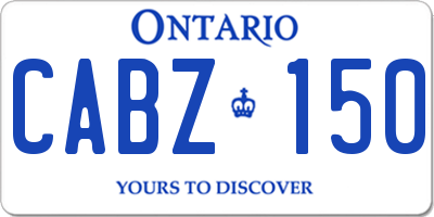 ON license plate CABZ150