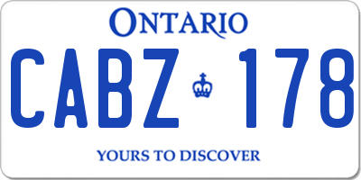 ON license plate CABZ178