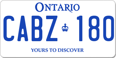 ON license plate CABZ180