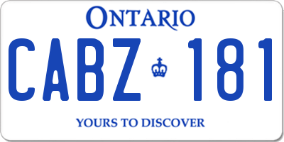 ON license plate CABZ181