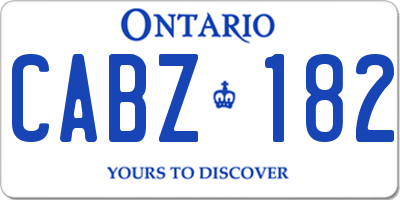 ON license plate CABZ182