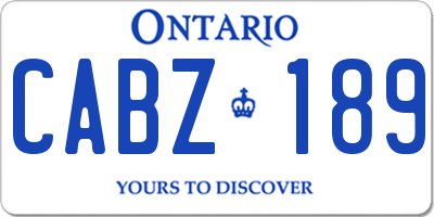 ON license plate CABZ189