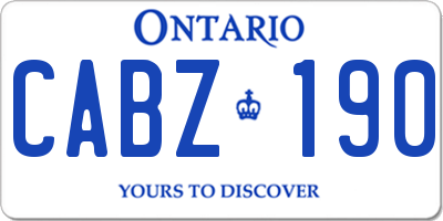 ON license plate CABZ190