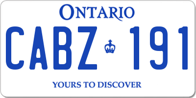 ON license plate CABZ191