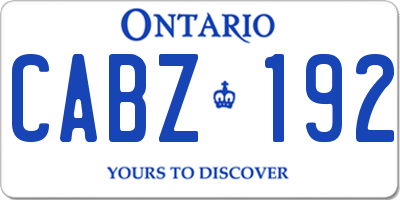 ON license plate CABZ192