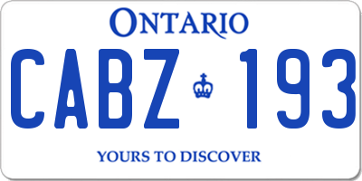 ON license plate CABZ193