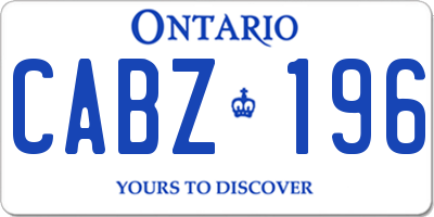 ON license plate CABZ196