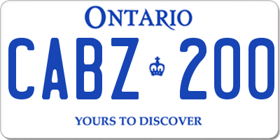 ON license plate CABZ200