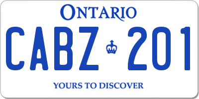 ON license plate CABZ201