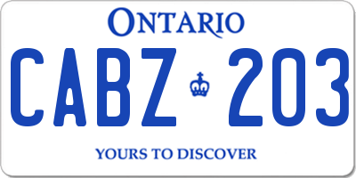 ON license plate CABZ203