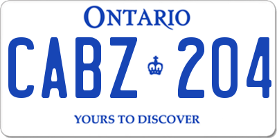 ON license plate CABZ204