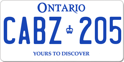 ON license plate CABZ205