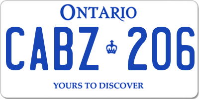 ON license plate CABZ206