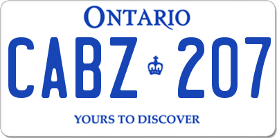 ON license plate CABZ207