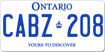 ON license plate CABZ208