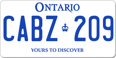 ON license plate CABZ209