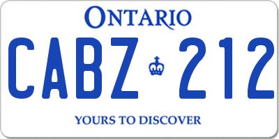 ON license plate CABZ212