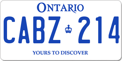 ON license plate CABZ214