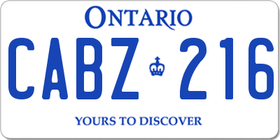 ON license plate CABZ216