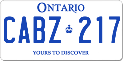 ON license plate CABZ217