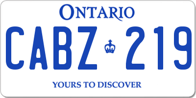 ON license plate CABZ219