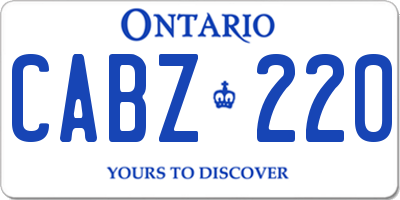 ON license plate CABZ220