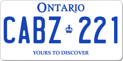 ON license plate CABZ221