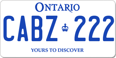 ON license plate CABZ222