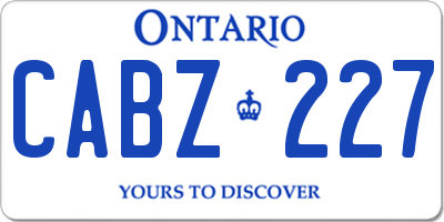 ON license plate CABZ227