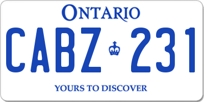 ON license plate CABZ231