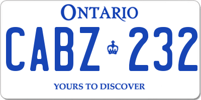 ON license plate CABZ232