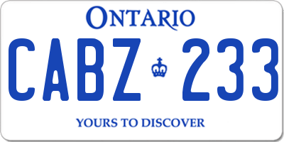 ON license plate CABZ233