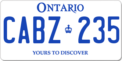 ON license plate CABZ235