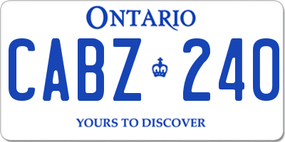 ON license plate CABZ240