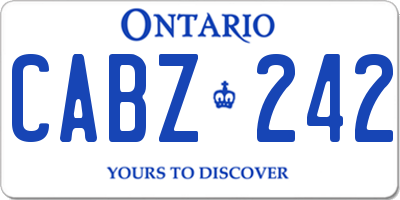 ON license plate CABZ242