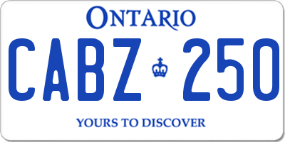 ON license plate CABZ250