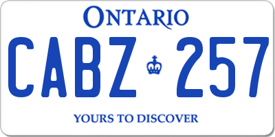 ON license plate CABZ257